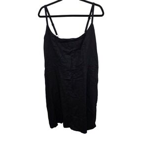 NWT Old Navy Black Sleeveless Adjustable Strap Linen Blend Dress Smocked Back Si